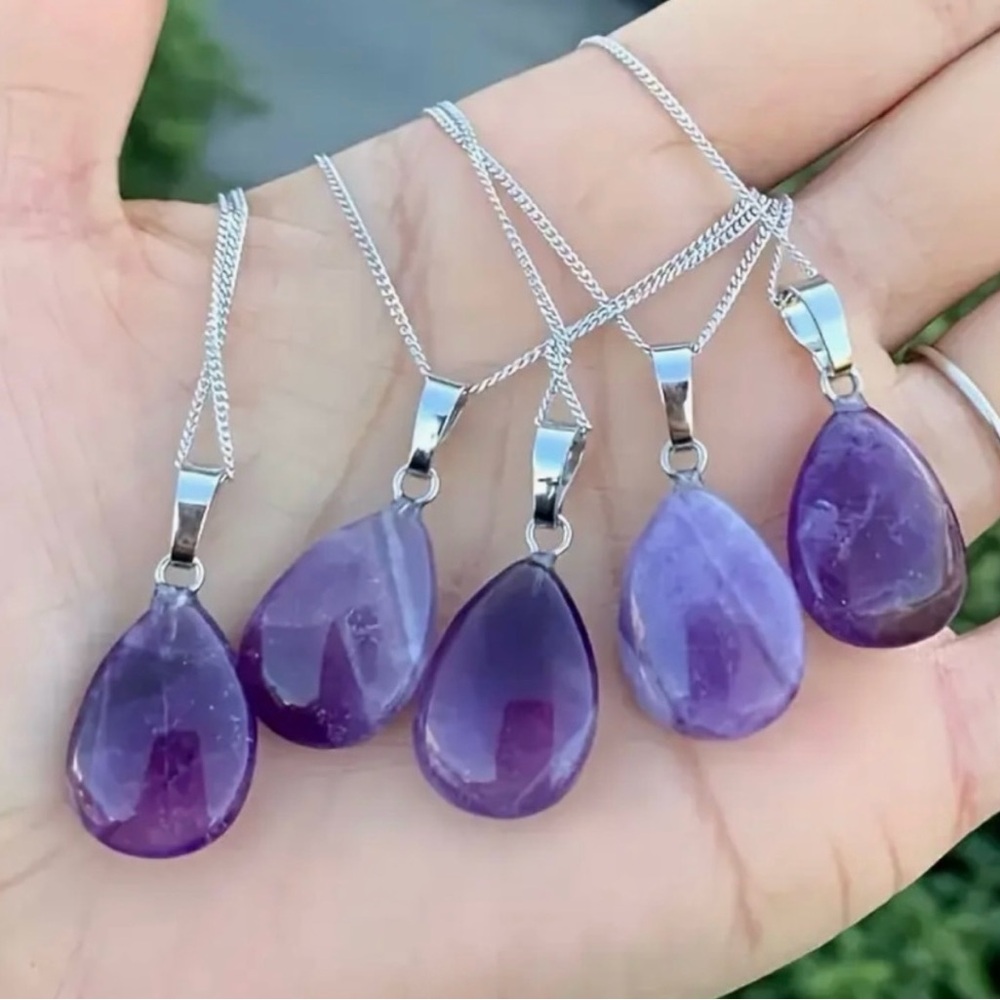 5PCS Purple Teardrop Pendant